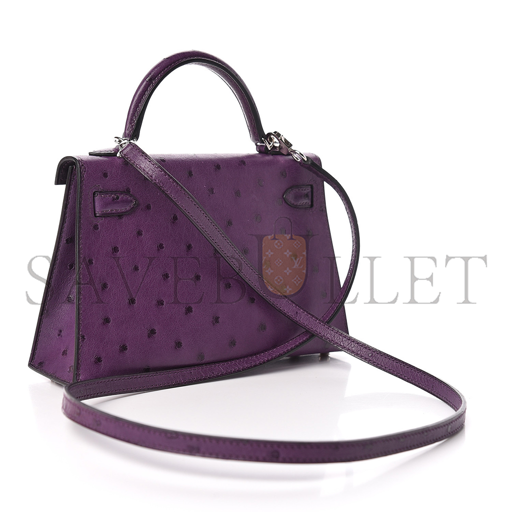 H**mes master ostrich mini kelly ii sellier violine (19*12*5.5cm)